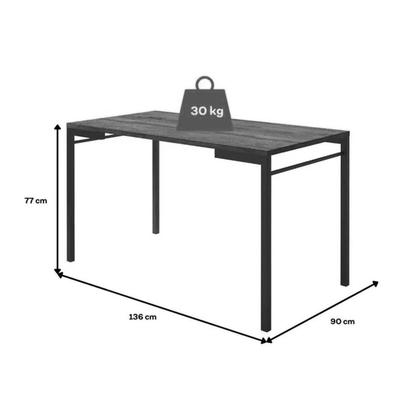 Imagem de Mesa de Sala Jantar 1526 + Tampo Madeirado 136x90cm Preto/Native - Carraro