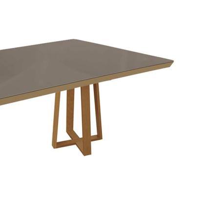 Imagem de Mesa de Sala Jantar Elma Madeira Maciça c/ Tampo Madeirado c/ Vidro 200x100cm Carvalho/Off White - Kappesberg