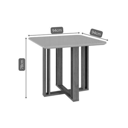 Imagem de Mesa de Sala Jantar Flora c/Tampo Madeirado Vidro 95x95cm Cinamomo/Off White - Cimol