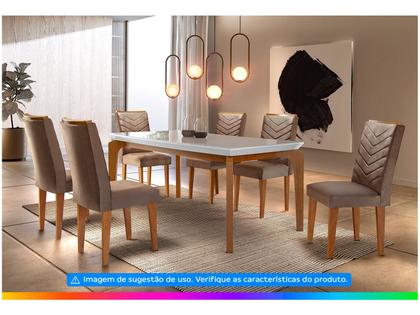 Imagem de Mesa de Sala Jantar Londrina + Tampo Madeirado Reto 180x90cm Imbuia - Rufato
