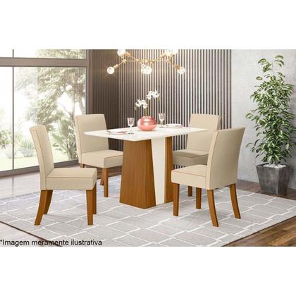 Imagem de Mesa de Sala Jantar Orus + Tampo Madeirado 120x80cm Nature/Off White - Henn