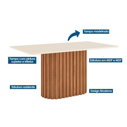 Imagem de Mesa de Sala Jantar Solana SC69 + Tampo Madeirado Reto 160x90cm Nature/Off White - Henn