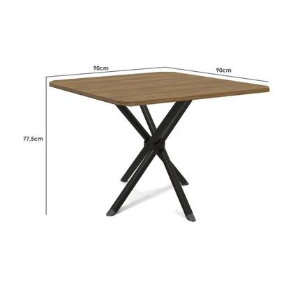 Imagem de Mesa de Sala Jantar Volga c/ Tampo 90cm Niquel/Nogueira - Kappesberg