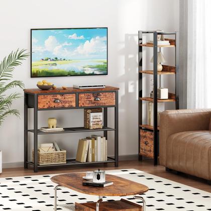 Imagem de Mesa de sofá de console Furologee com armazenamento de 30 cm com 2 gavetas