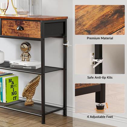 Imagem de Mesa de sofá de console Furologee com armazenamento de 30 cm com 2 gavetas