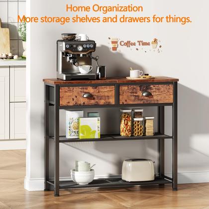 Imagem de Mesa de sofá de console Furologee com armazenamento de 30 cm com 2 gavetas