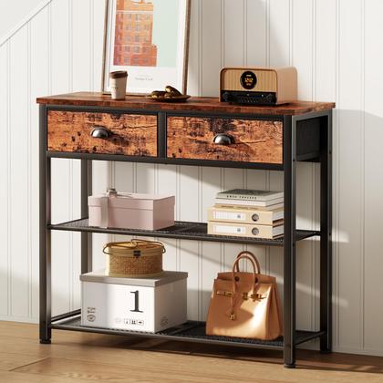 Imagem de Mesa de sofá de console Furologee com armazenamento de 30 cm com 2 gavetas