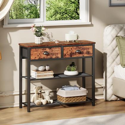 Imagem de Mesa de sofá de console Furologee com armazenamento de 30 cm com 2 gavetas