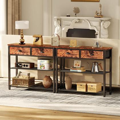 Imagem de Mesa de sofá de console Furologee com armazenamento de 30 cm com 2 gavetas