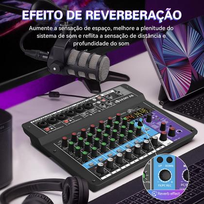 Imagem de Mesa De Som 8 Canais Mixer Áudio Usb Smart Profissional A8 Conjunto Interface Externa