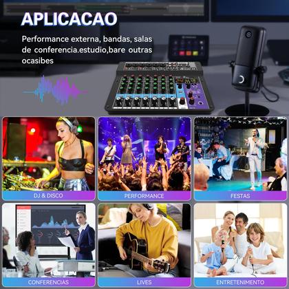 Imagem de Mesa De Som 8 Canais Mixer Áudio Usb Smart Profissional A8 Conjunto Interface Externa