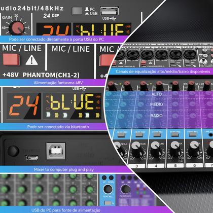 Imagem de Mesa De Som 8 Canais Mixer Áudio Usb Smart Profissional A8 Conjunto Interface Externa