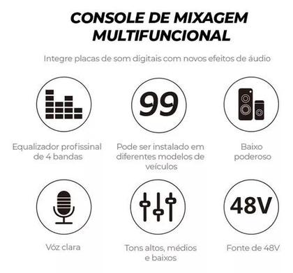 Imagem de Mesa De Som A3 Mixer Vedo Automotivo C/ Equalizador 4 Bandas Portátil 48v