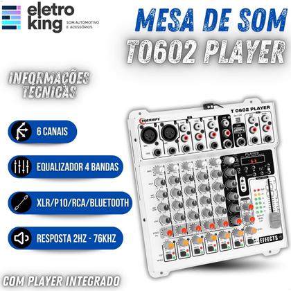 Imagem de Mesa de Som Automotiva Taramps T0602 Player 6 Canais Controle Remoto 12V