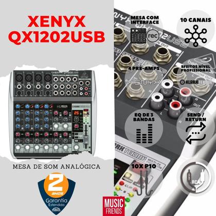 Mesa de Som Behringer Xenyx QX1202USB com 12 Canais, 4
