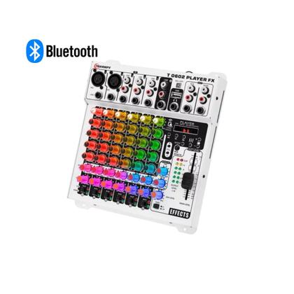 Imagem de Mesa de Som Bluetooth Com Led RGB T 0602 Player FX 12v 6 Canais Multicores Controle Taramps 902009