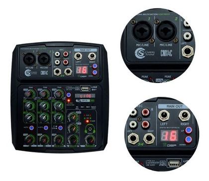 Imagem de Mesa De Som Preta Cmx 4 Canais Bluetooth Phantom Efeito Efx