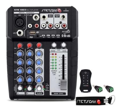 Imagem de mesa de som processador stetsom stm1003 3 canais 12v pendrive bluetooth + controle longa distancia