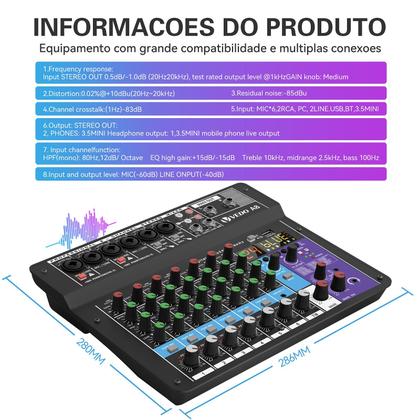 Imagem de Mesa De Som Profissional 8 Canais A8 Áudio Usb Smart Conjunto Interface Externa