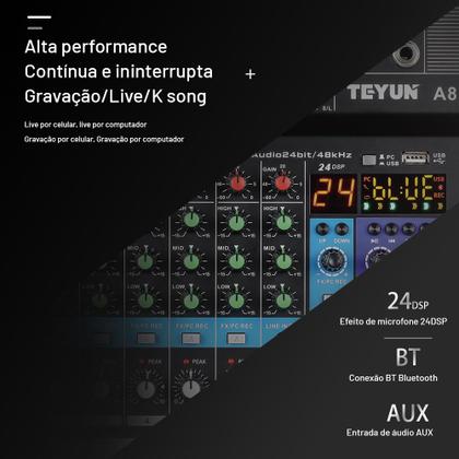 Imagem de Mesa De Som Profissional 8 Canais A8 Áudio Usb Smart Conjunto Interface Externa