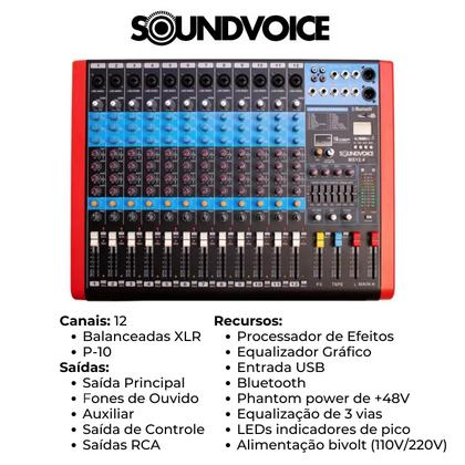 Imagem de Mesa De Som Soundvoice MS12.4 EUX 12 Canais Bluetooth