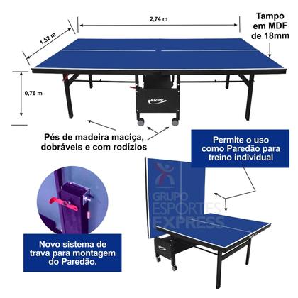 Imagem de Mesa De Tênis De Mesa Com Paredão MDF18mm Klopf Cód. 1084