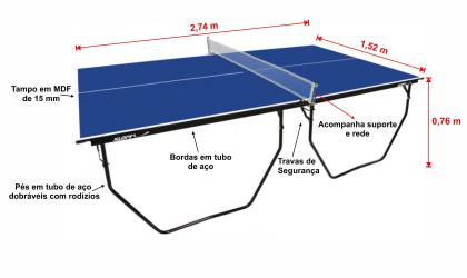 Imagem de Mesa de Tênis de Mesa Ping Pong Klopf 1009 com Rodízios MDF 15mm