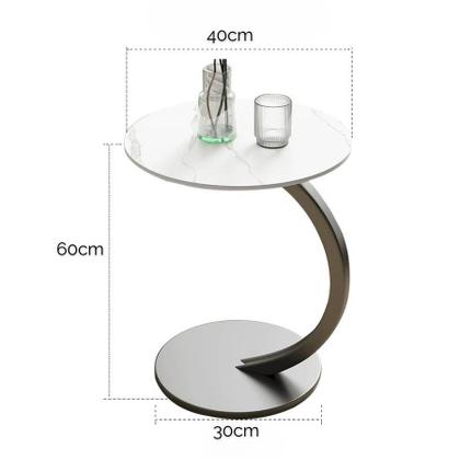 Imagem de Mesa Decorativa Lateral Canto Redonda Em MDF e Ferro Redondo Para Canto Apoio Sofá Cama Multiuso