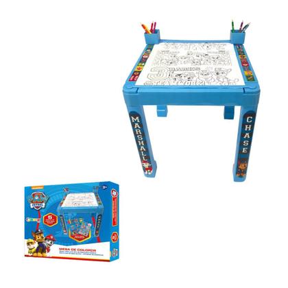 Imagem de Mesa Desenho Colorir Infantil Patrulha Canina Adesivo Lápis