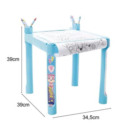 Imagem de Mesa Desenho Colorir Infantil Patrulha Canina Adesivo Lápis