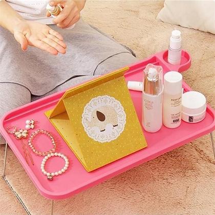 Imagem de Mesa Desmontavel Para Notebook Com Suporte Para Copo Elegante Na Cor Rosa