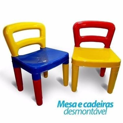 Imagem de Mesa Didática Mesinha Infantil Poliplac C/ 2 cadeiras E Adesivos
