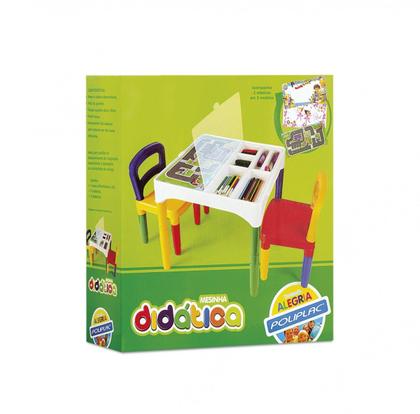 Imagem de Mesa Didática Mesinha Infantil Poliplac C/ 2 cadeiras E Adesivos