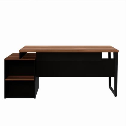 Imagem de Mesa Diretor Com Gaveteiro Pedestal 2 Gavetas Com Chave Yaris Marrom e Preto Web Office