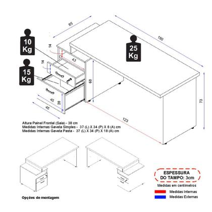 Imagem de Mesa Diretor Com Gaveteiro Pedestal 2 Gavetas Com Chave Yaris Marrom e Preto Web Office