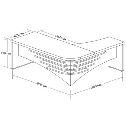 Imagem de Mesa Diretor em L Lado Esquerdo 200x180cm Corp A06 Carvalho/Branco - Mpozenato