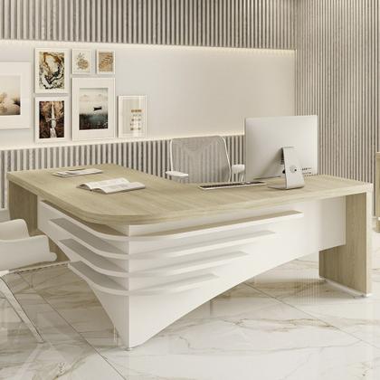 Imagem de Mesa Diretor em L Lado Esquerdo 200x180cm Corp A06 Carvalho/Branco - Mpozenato