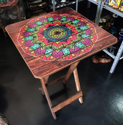 Imagem de Mesa Dobrável Bistrô Mandala Varanda Madeira Adesivada