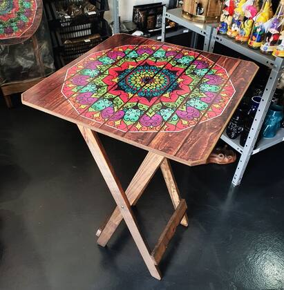 Imagem de Mesa Dobrável Bistrô Mandala Varanda Madeira Adesivada