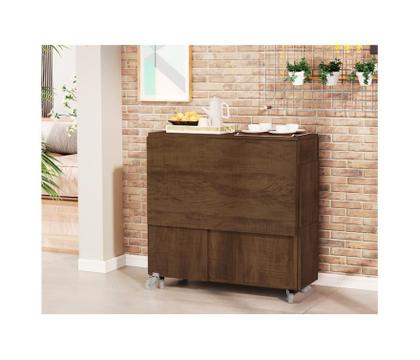 Imagem de Mesa Dobrável com 4 Banquetas Prática Vira Aparador Buffet Faro Jade