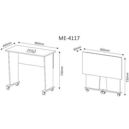 Imagem de Mesa Dobrável com Rodízios Tecno Mobili - Amêndoa