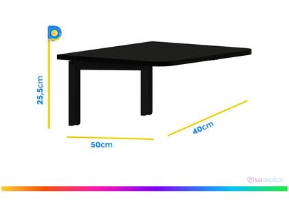 Imagem de Mesa Dobrável com Suporte 50x40cm - MDS-5040-PR - MULTIVISÂO