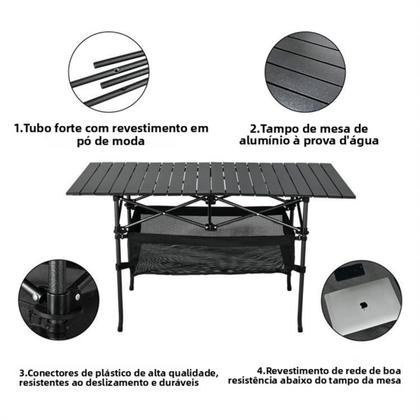 Imagem de Mesa Dobrável Compacta Resistente 120cm Piquenique Camping