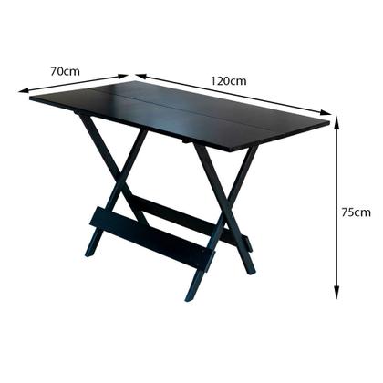 Imagem de Mesa Dobravel de Madeira 120 X 70 Ideal para Bar e Restaurante - Preto