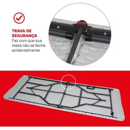 Imagem de Mesa Dobrável Gallant Vira Maleta Portátil 1,80m com Alça (GMD22A01A-BR)
