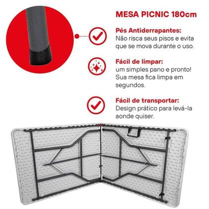 Imagem de Mesa Dobrável Gallant Vira Maleta Portátil 1,80m com Alça (GMD22A01A-BR)
