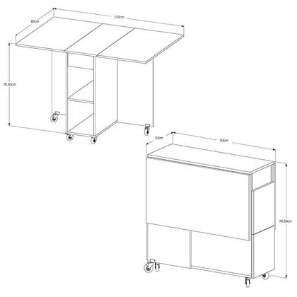 Imagem de Mesa Dobrável Jade Com 4 Bancos De Encaixe e Rodízios
