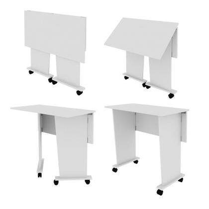 Imagem de Mesa Dobrável Multiuso Rodas Notebook Home Office Branco