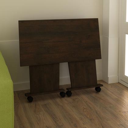 Imagem de Mesa Dobrável Multiuso Rodas Notebook Home Office Rústico