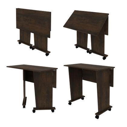 Imagem de Mesa Dobrável Multiuso Rodas Notebook Home Office Rústico